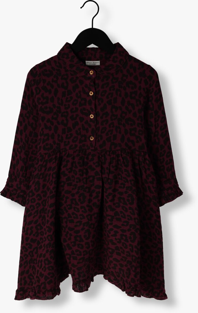 DAILY BRAT roze daily brat mini jurk lucky leopard dress