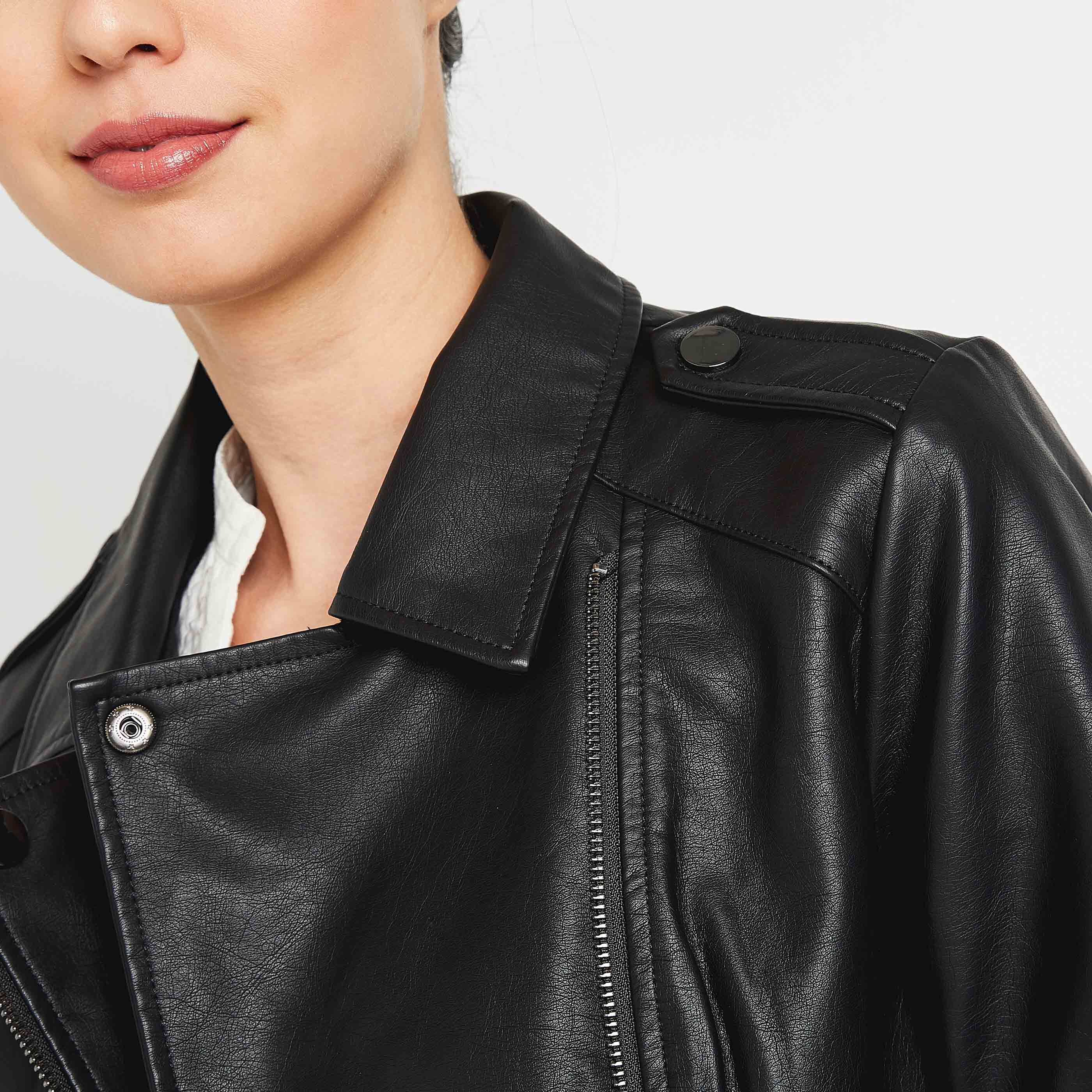 Blouson simili noir femme - NOIR