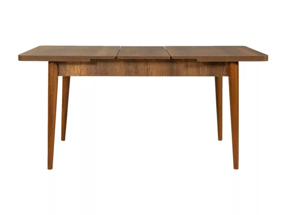 Table à rallonge Atsula, Table console avec rallonges, Table à manger polyvalente, Etagère de cuisine extensible, 130x80h77 cm, Noyer