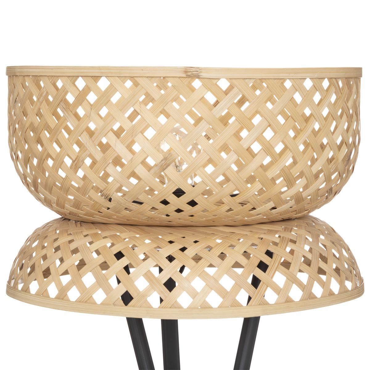 LAMPADAIRE TREPIED SUNY NOIR NATUREL H.145CM