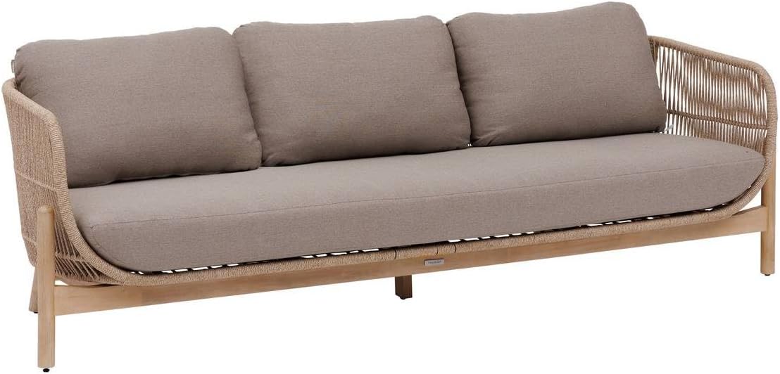 Hespéride - Deona Gartensofa in Taupe & Akazie - 3-Sitzer - Abnehmbare, Wasserabweisende Kissen - Garten-, Terrassen- und Balkonmöbel