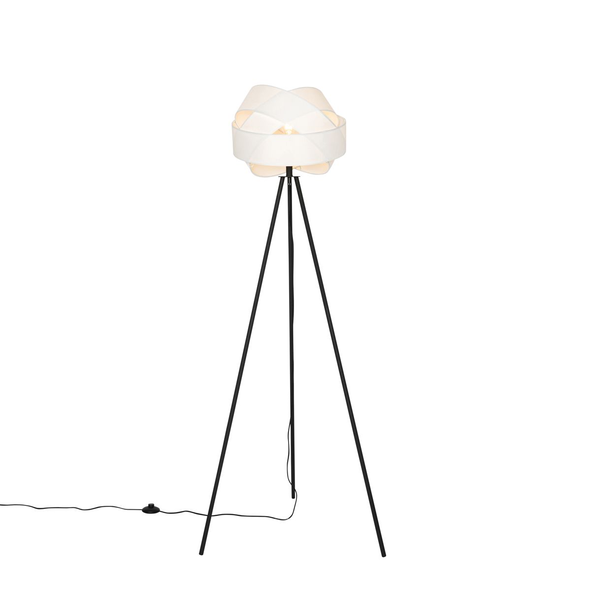 Moderne vloerlamp zwart met witte kap - Cloth
