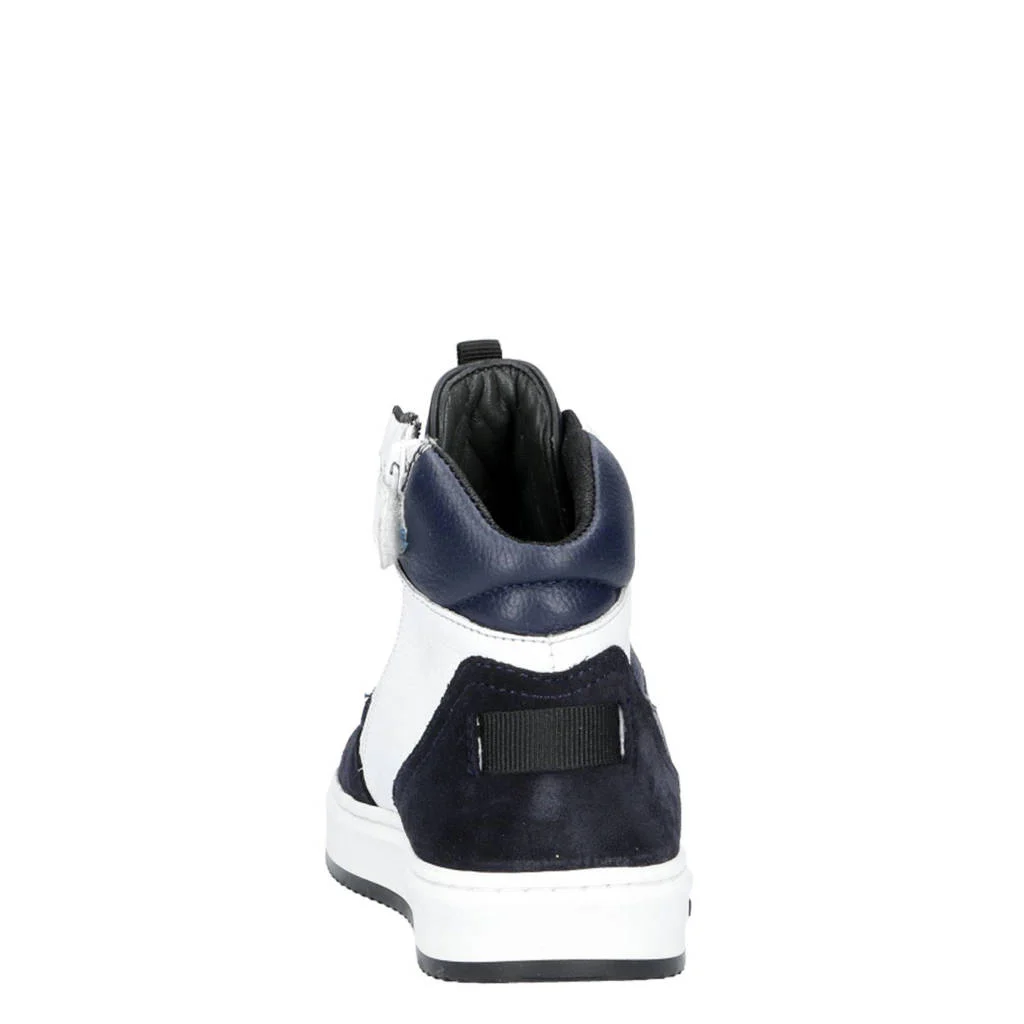 Hip leren sneakers blauw/zwart/wit