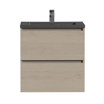 Tiger Karlo badkamermeubel 60 cm naturel eiken met wastafel zwart