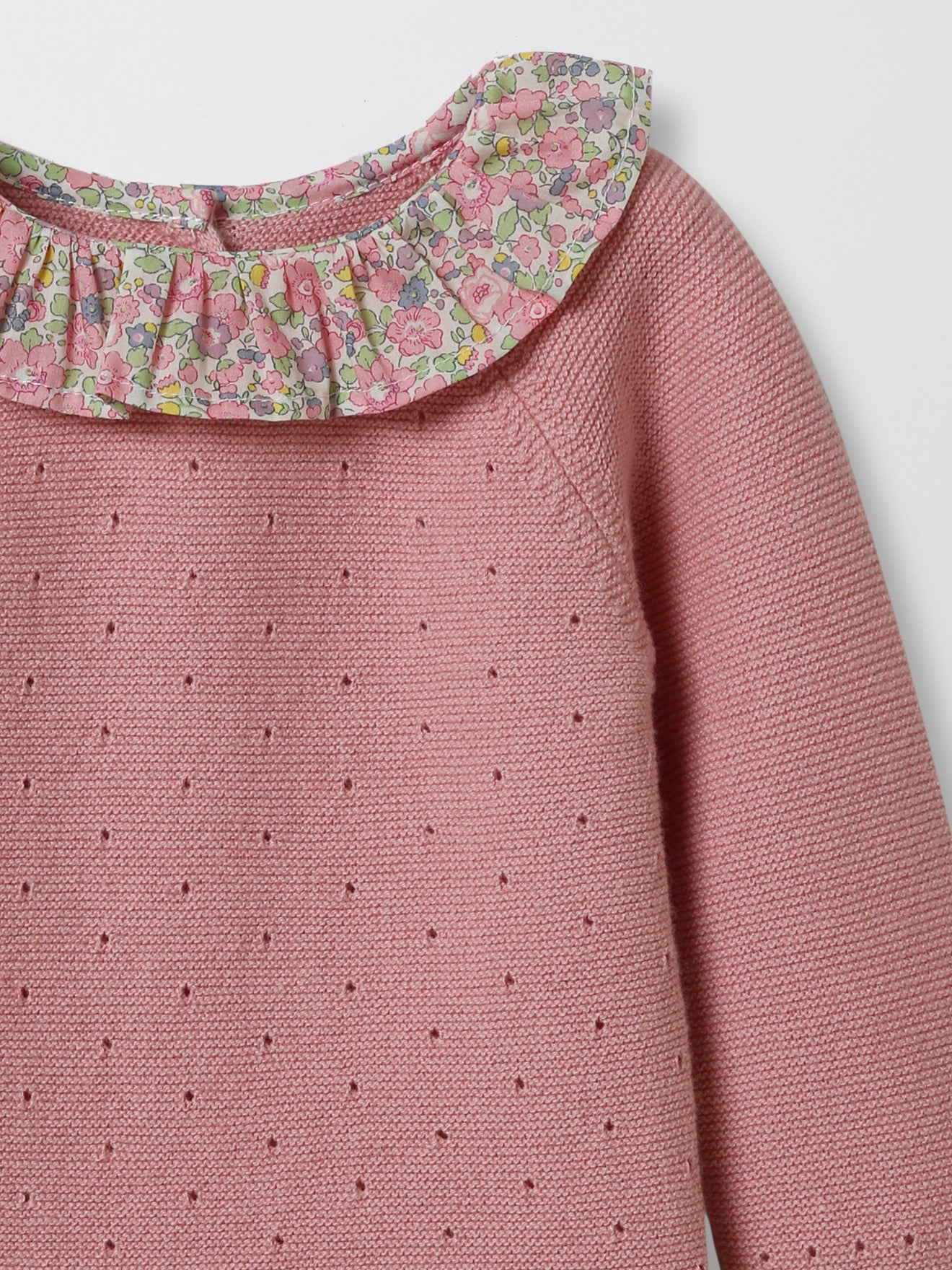Ensemble tricot Bébé col en tissu Liberty