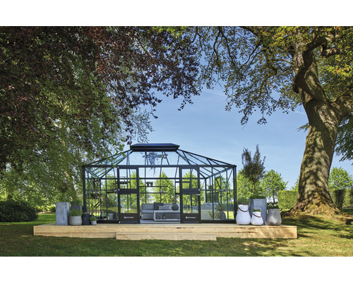 JULIANA Grand Oase kas 18,8 m² 3 mm veiligheidsglas 368 x 511 cm antraciet/zwart