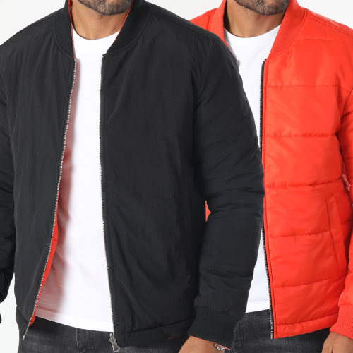 Veste Bomber Réversible Noir Orange