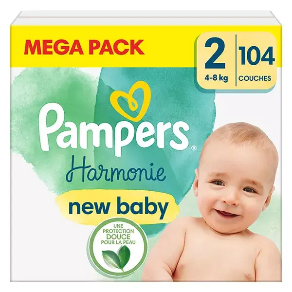 Pampers Harmonie Couches Taille 2 104 Couches 4kg - 8kg Protection Douce Pour La Peau