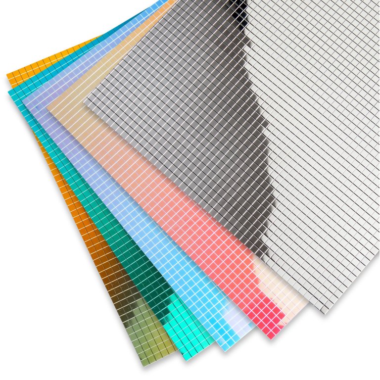 Polystyrol Spiegel selbstklebend, Quadrate 5 mm