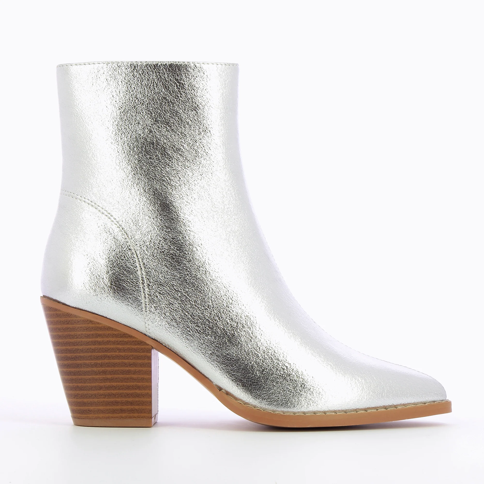 Bottines-Bottines à talon Julia argent effet texturé