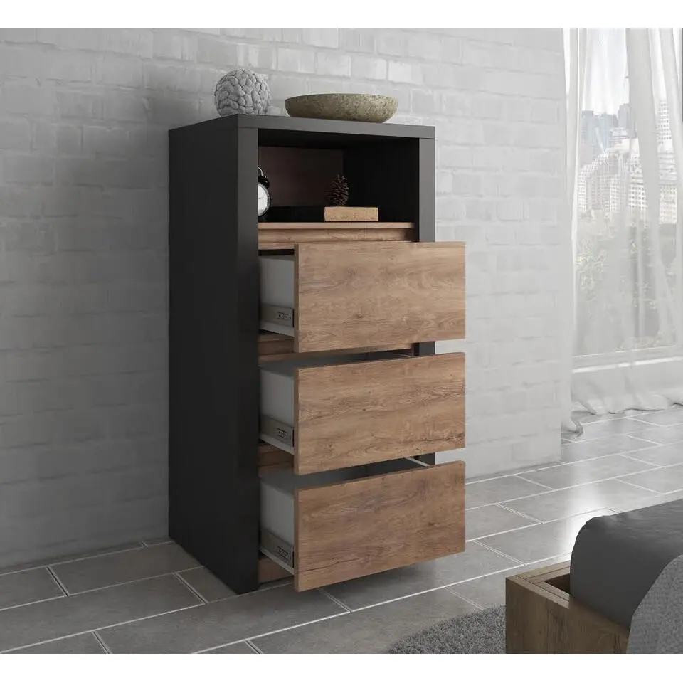 Meubella - Ladekast Monaco - Eiken - Grijs - 50 cm