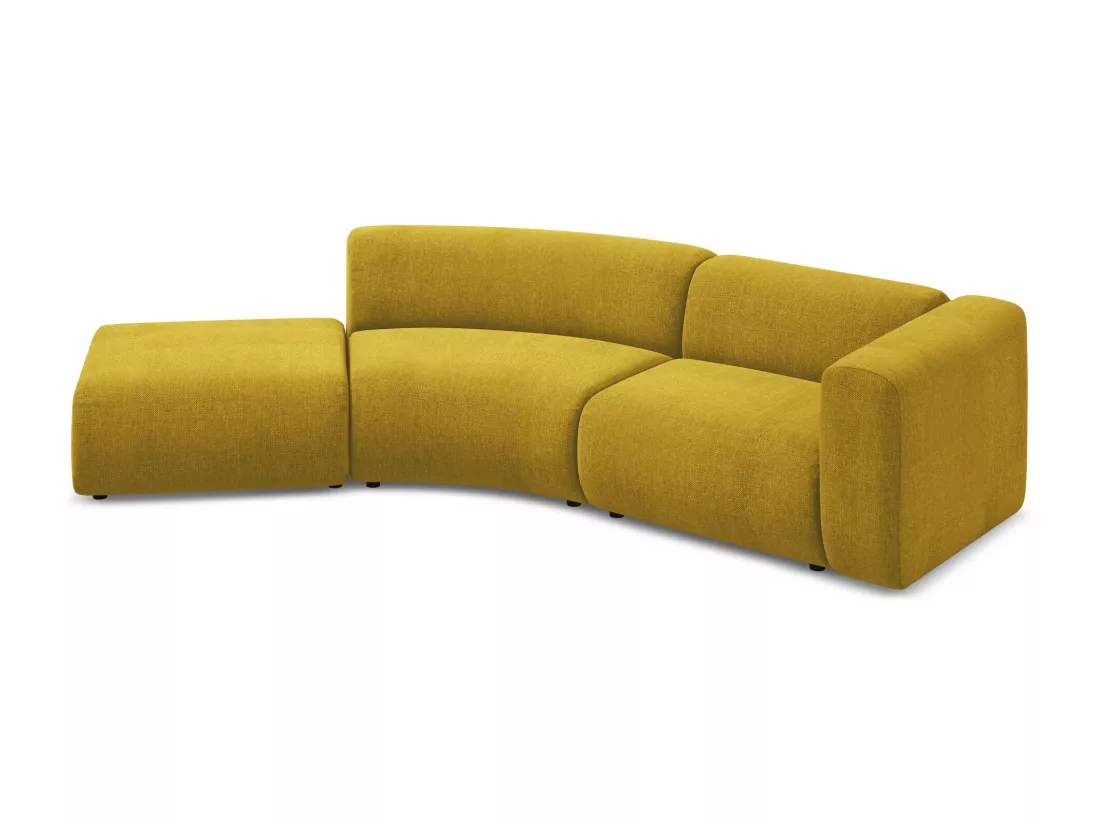 Canapé modulable 4 places gauche en tissu chenille - moutarde - EKAHI
