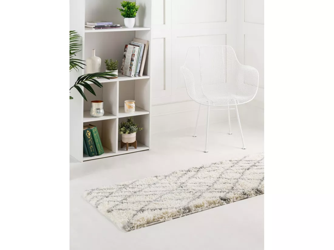 Tapis shaggy 120x62 blanc crème Lachen Fence