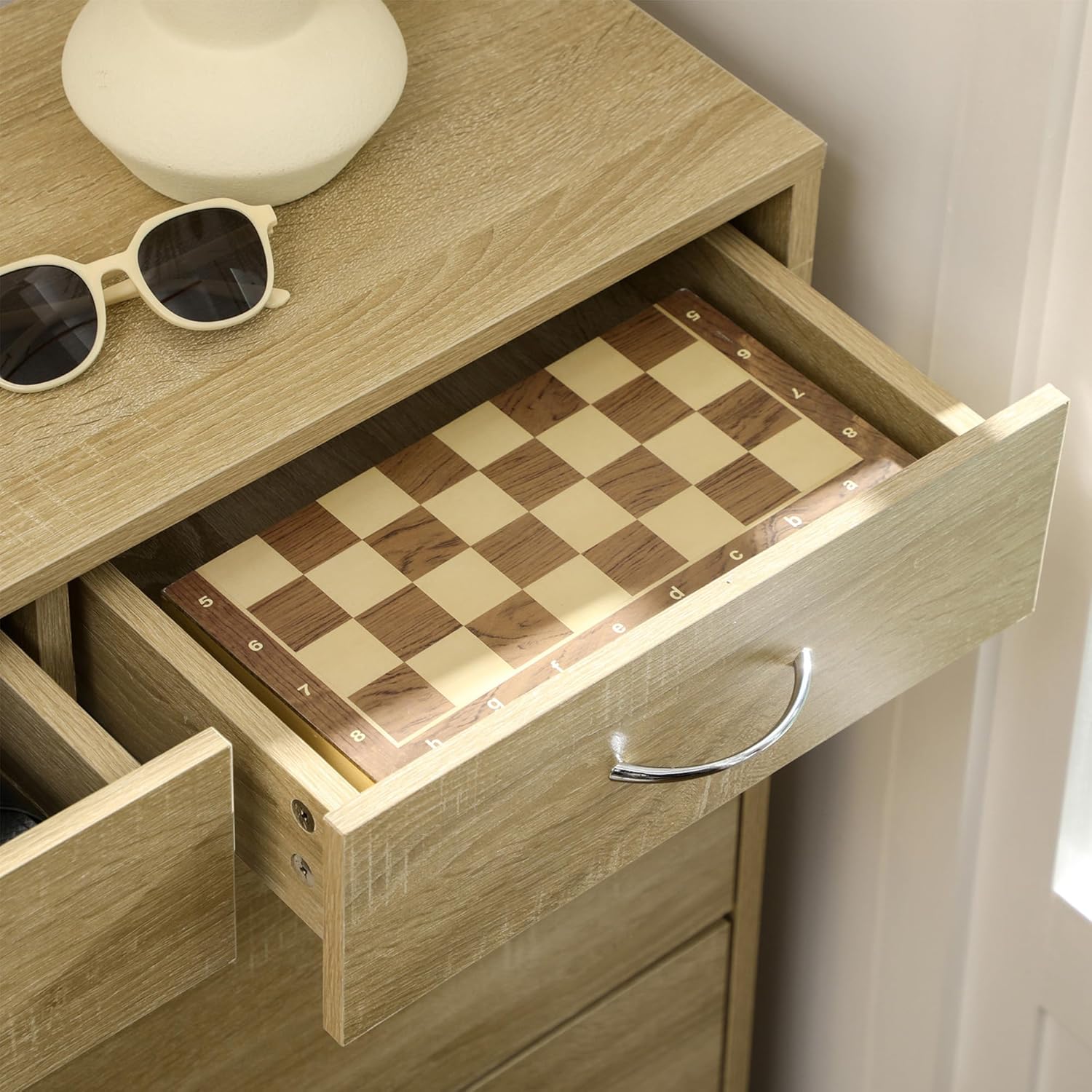 HOMCOM Meuble à Chaussures Armoire à Chaussures - 2 tiroirs et 2 Portes abattantes avec étagère réglable - 80 x 30 x 91,5 cm - poignées en Aluminium, Naturel IW8467791