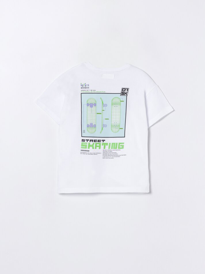 Camiseta de manga curta estampada - Branca