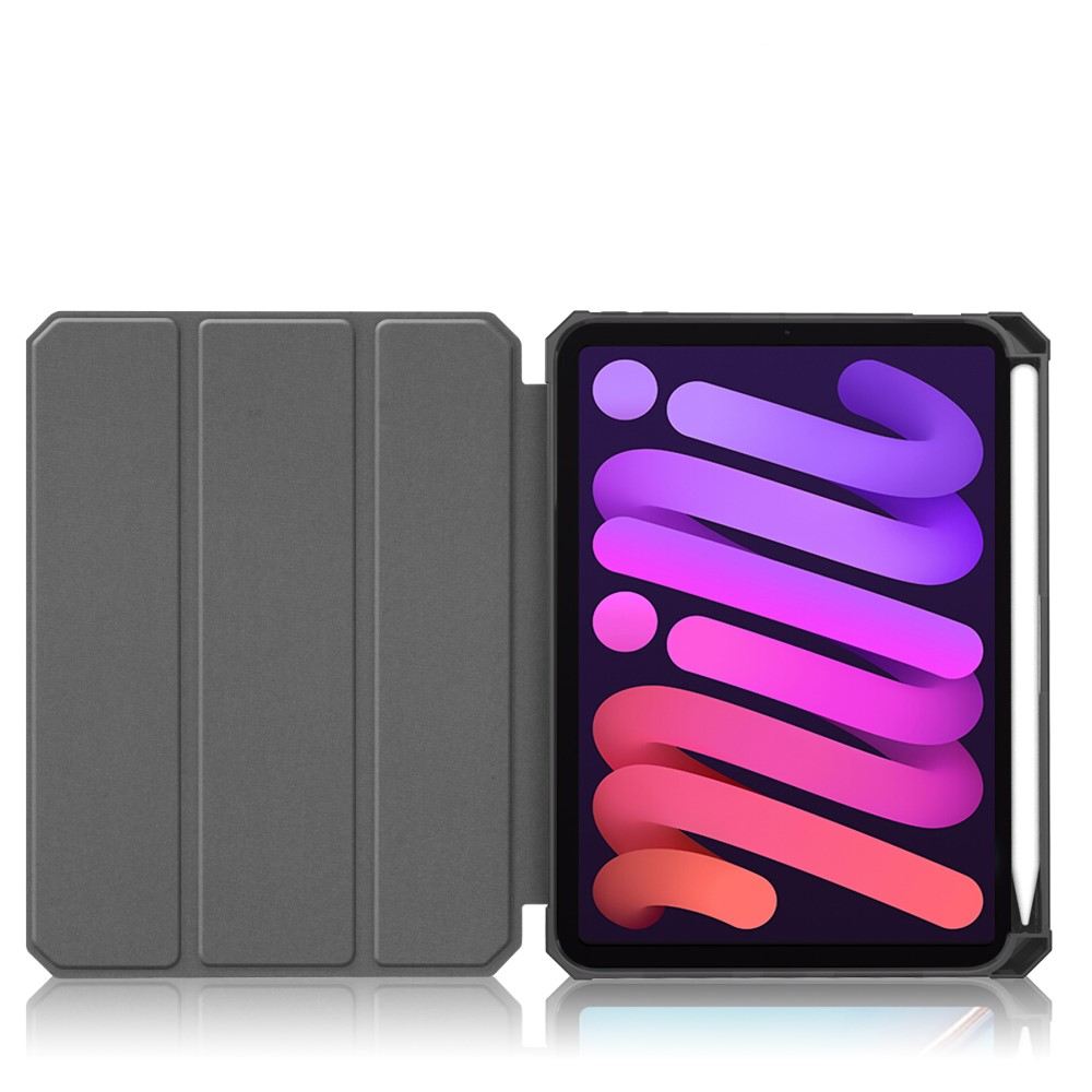iPad Mini 7 (2024) / Mini 6 (2021) Leder Tasche Smart Cover Schutzhülle   Apple Pencil Halterung - Galaxie