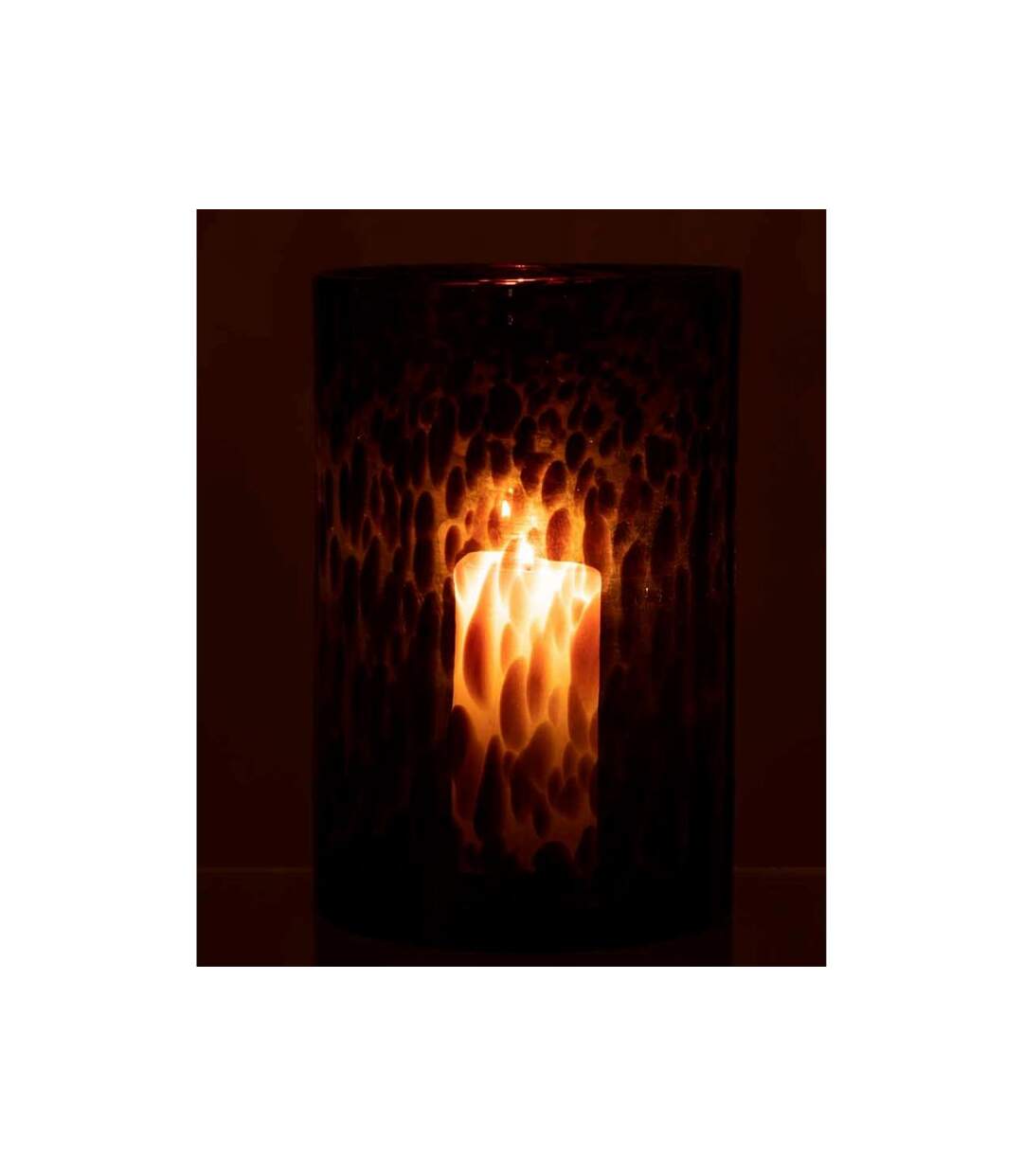 Paris Prix - Photophore En Verre cylindre Pois 30cm Marron