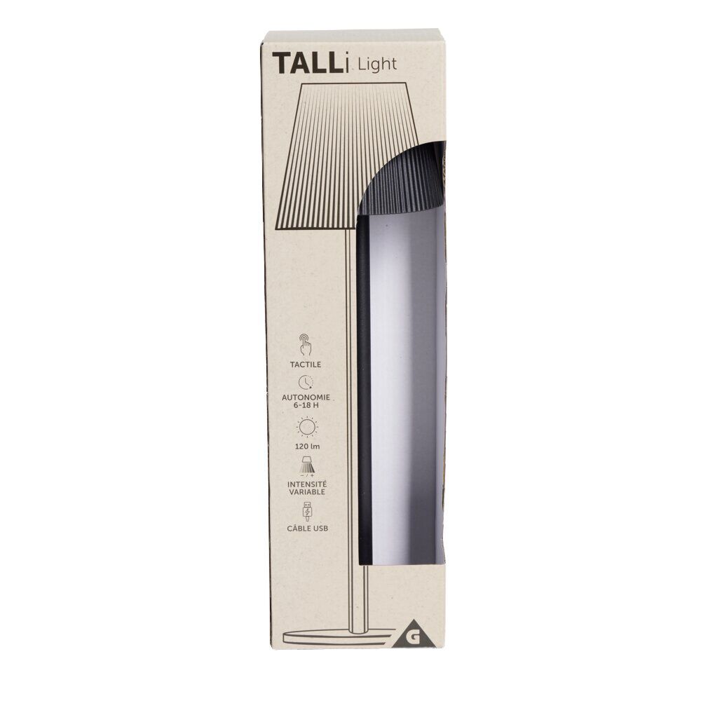 Lampe de table Talli USB tactile noire Ø11xH37cm