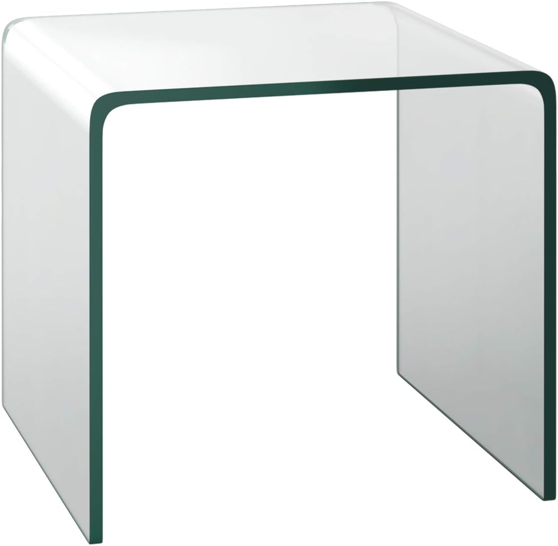 COSTWAY Beistelltisch Glas, Nachttisch U-förmig, transparenter Glastisch quadratisch, Wohnzimmertisch Kaffeetisch Couchtisch für Wohnzimmer, Büro, Schlafzimmer, 45 x 45 x 41cm