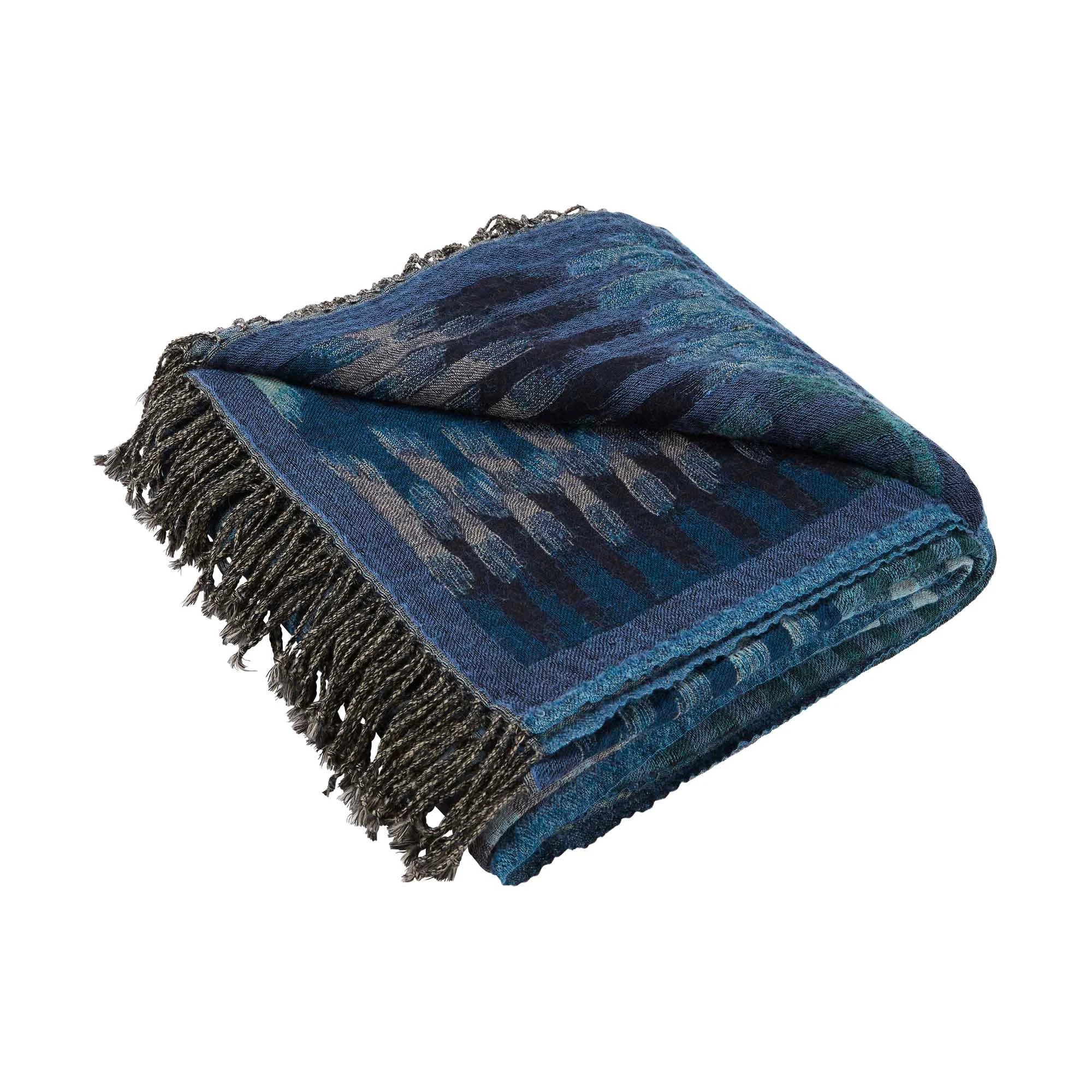 KHAN - Plaid pure laine | Bleu