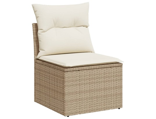 VIDAXL - Canapé de jardin sans accoudoirs coussins beige résine tress...