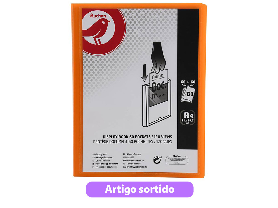 PORTFÓLIO AUCHAN A4 60 60 BOLSAS CORES SORTIDAS
