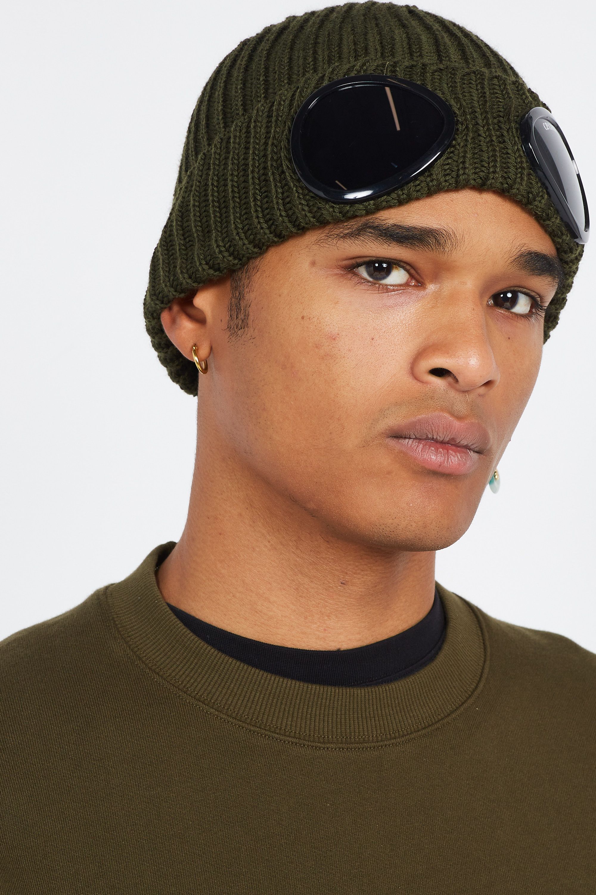 C.P. COMPANY Bonnets  EXTRAFINE MERINO WOOL GOGGLE BEANIE Vert