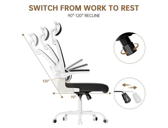 RATTANTREE - Fauteuil de bureau Chaise d’ordinateur pivotante blanche