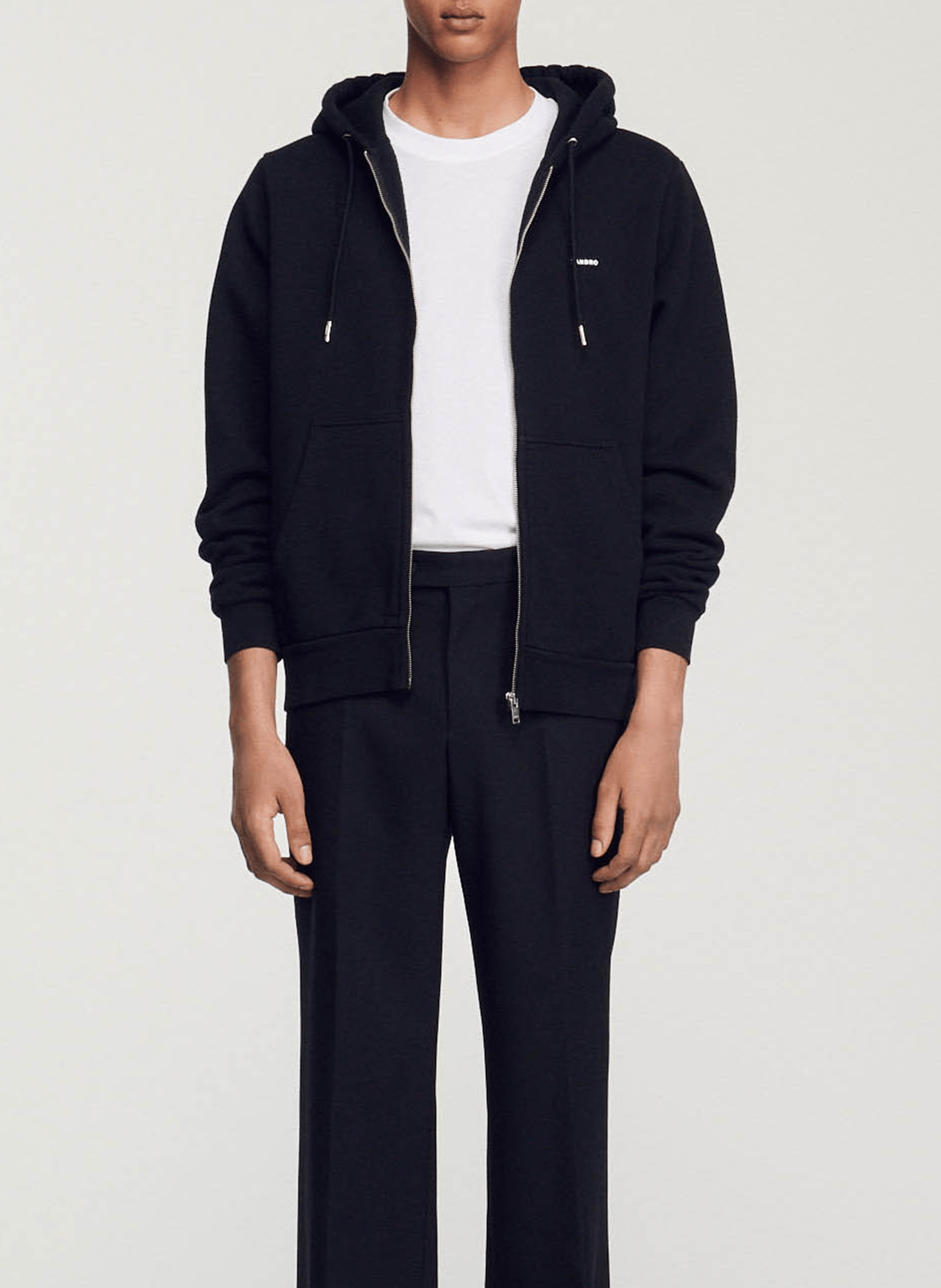 Sweat zippé à capuche regular-fit en coton| Noir