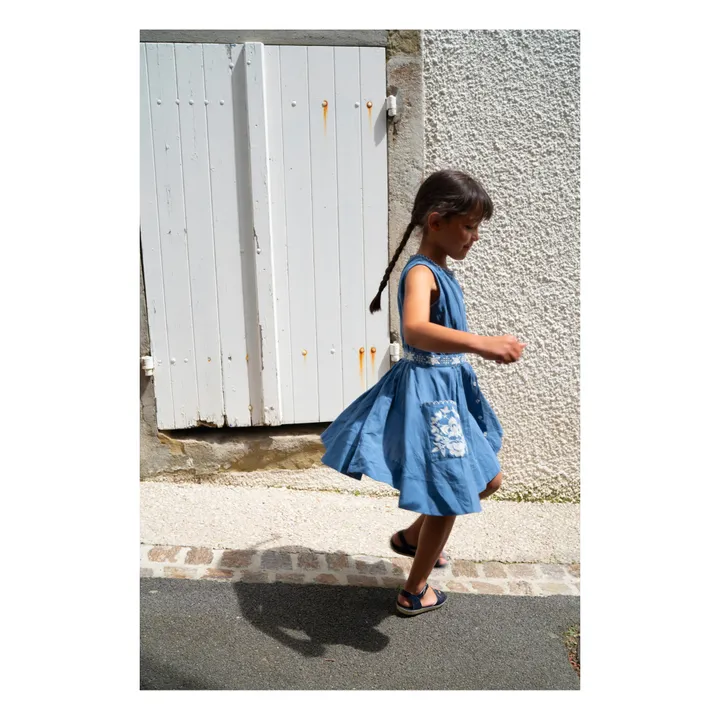 Lali Robe Corset Fleurs Brodées | Bleu jean