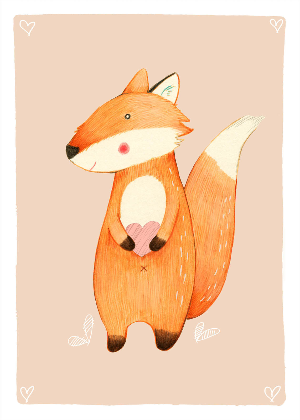 Leinwandbild HERZIGER FUCHS - braun - 50x70 cm