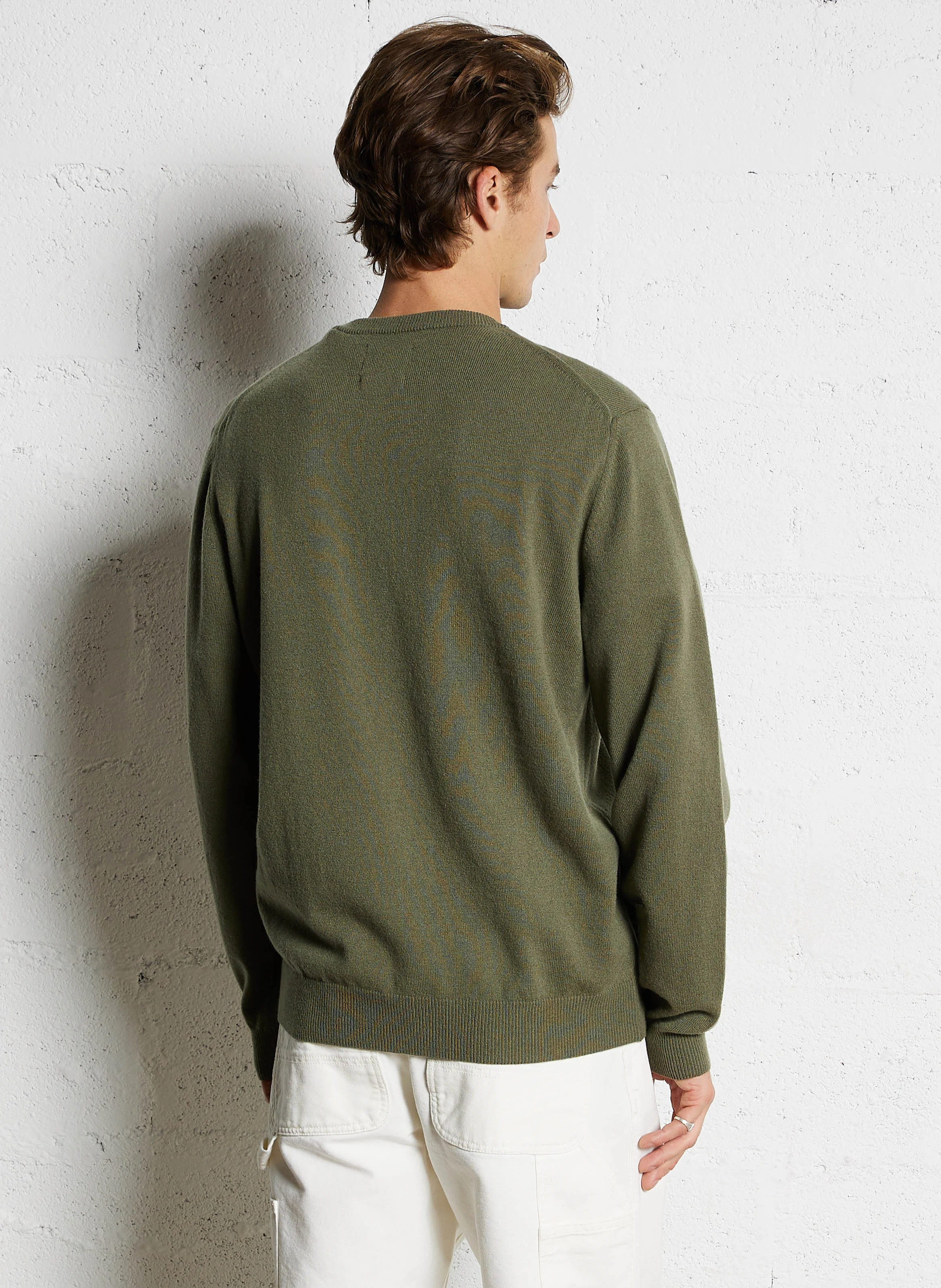 Pull droit col rond en laine | Vert