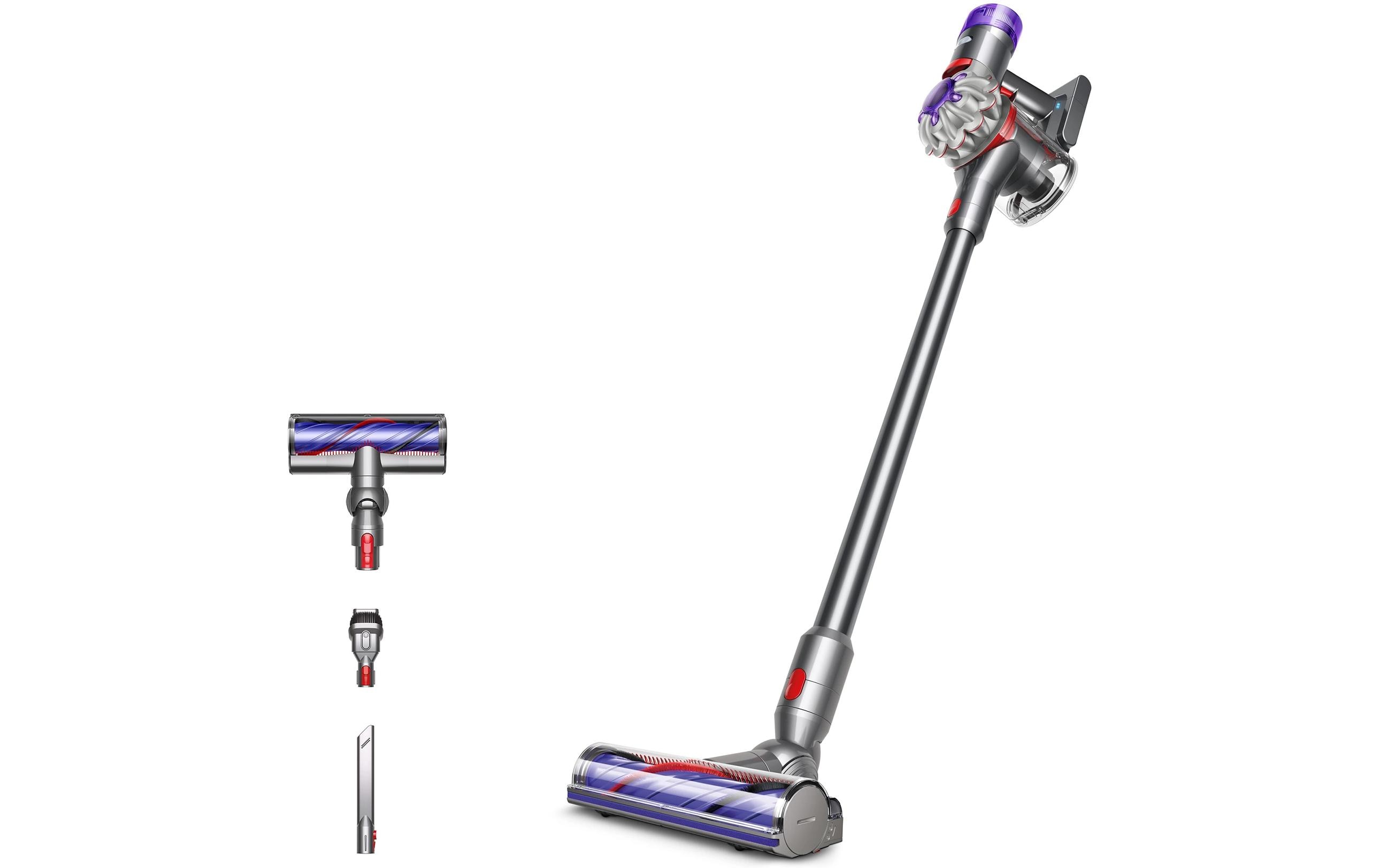 Akku-Hand- und Stielsauger V8 Advanced Silber/Violett<br>Kabelloser Staubsauger für Haushalte mit Haustieren