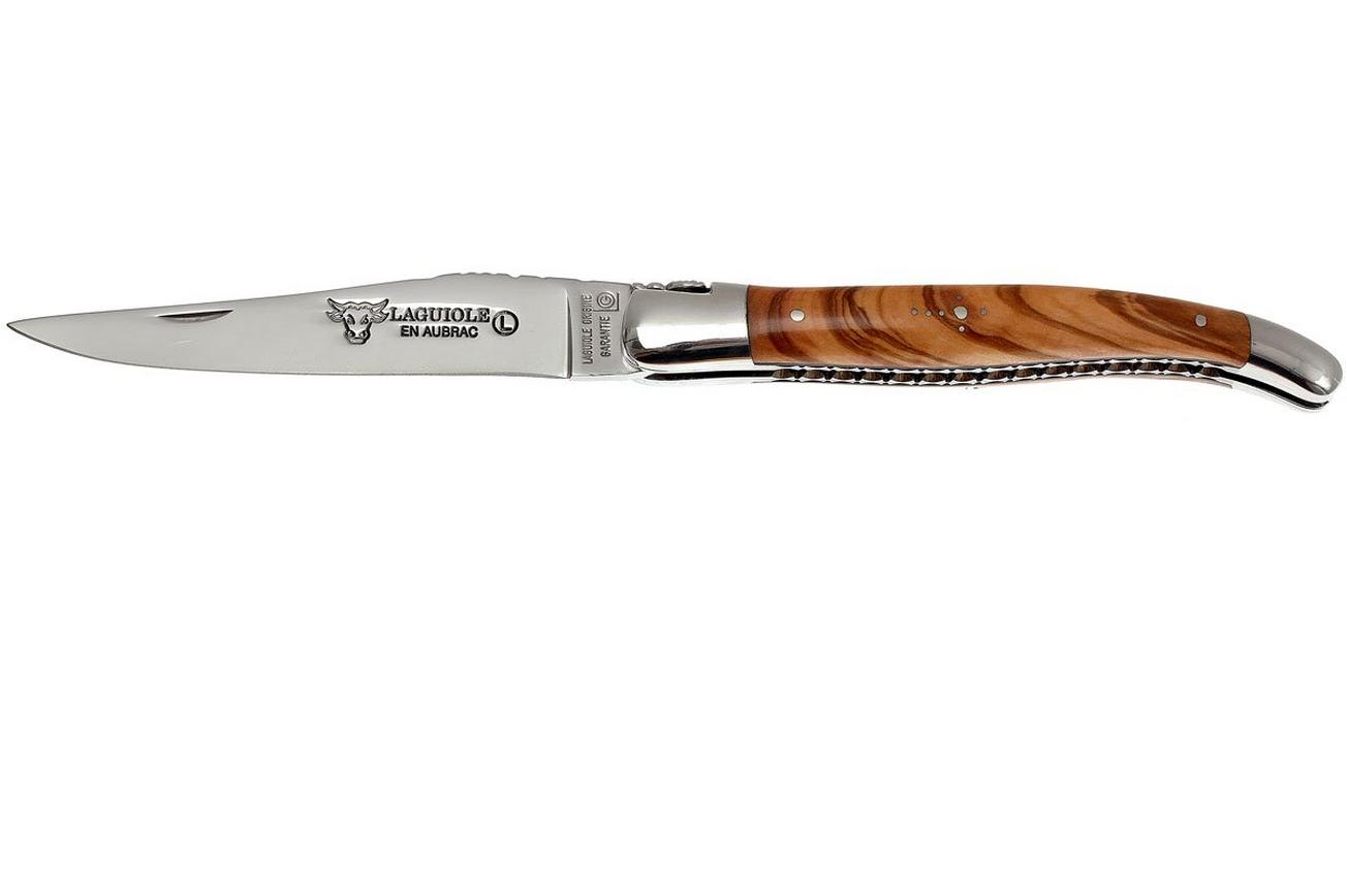 Laguiole en Aubrac 12cm Double Plates, olive burl handgevijld, L0712LLI-FSJ1
