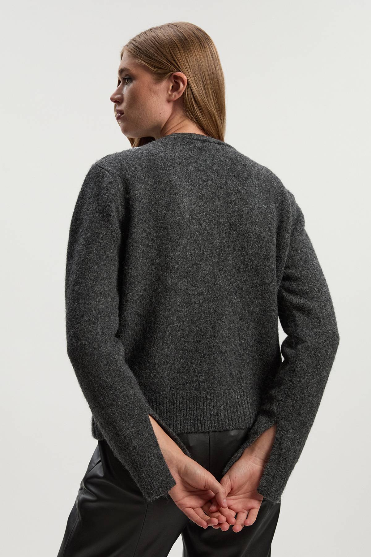 KarenMillen Cardigan Douillet en Mélange de Laine avec Broderies Florales Archive