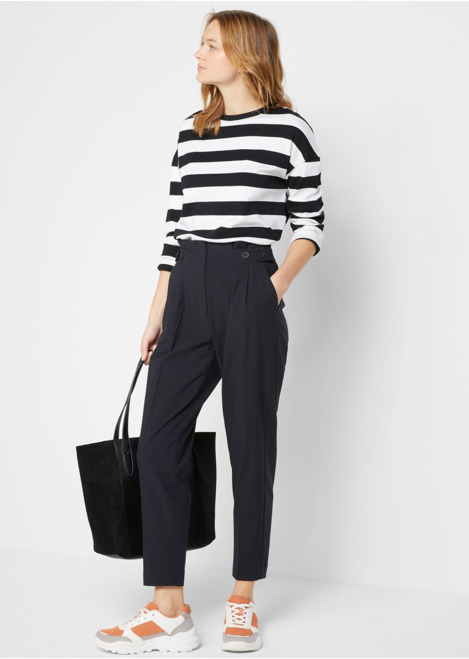 Pantalon paper bag taille haute, longueur cheville