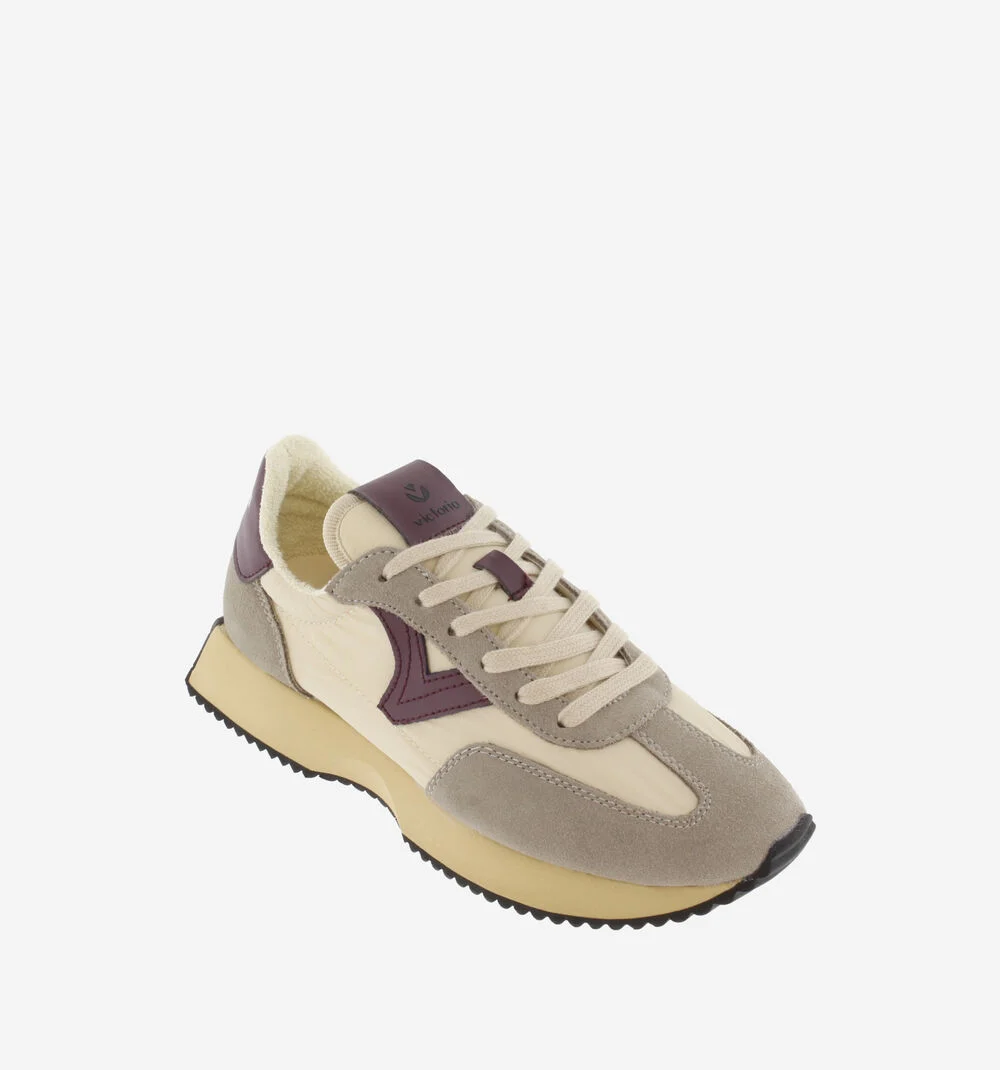 COSMOS RÉTRO NYLON & CUIR FENDU Baskets rétro pour femmes super légères BURDEOS
