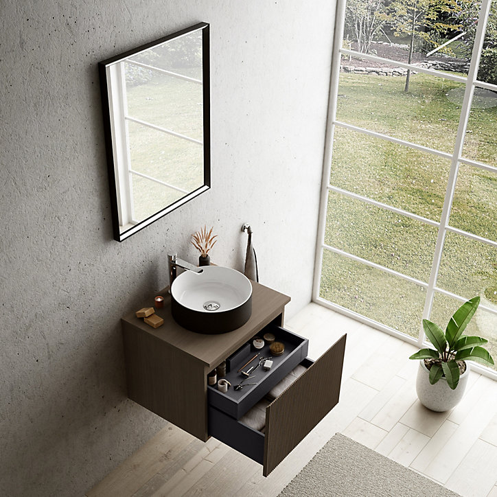 Plan de toilette pour vasque à poser finition noyer 60 cm Pura