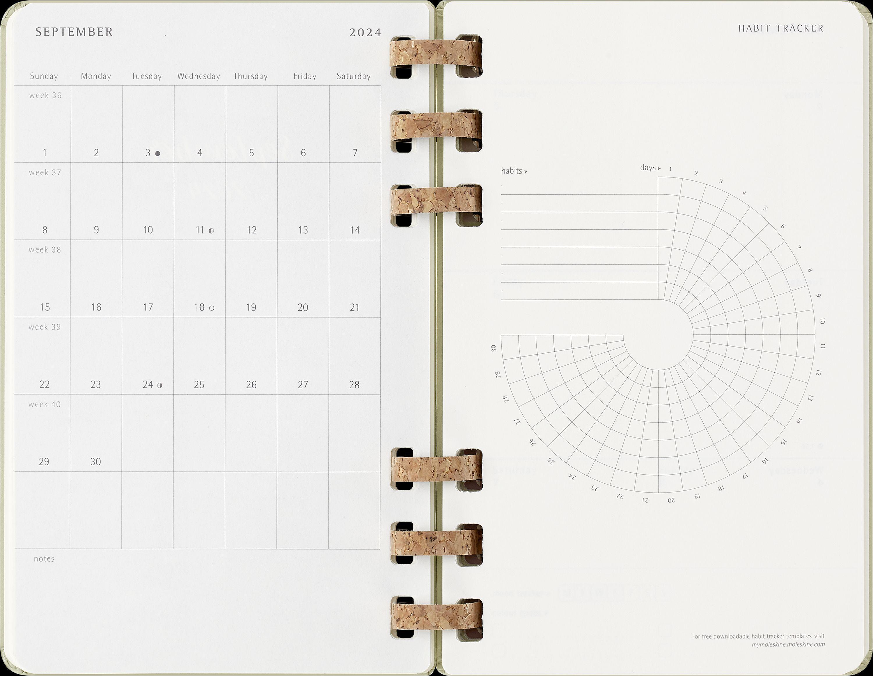Moleskine 12 Monate Studienplaner mit Spiralbindung, L/A5