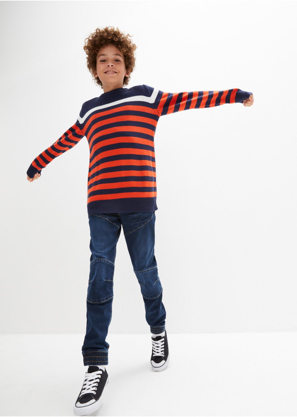Pull en maille coton à rayures garçon