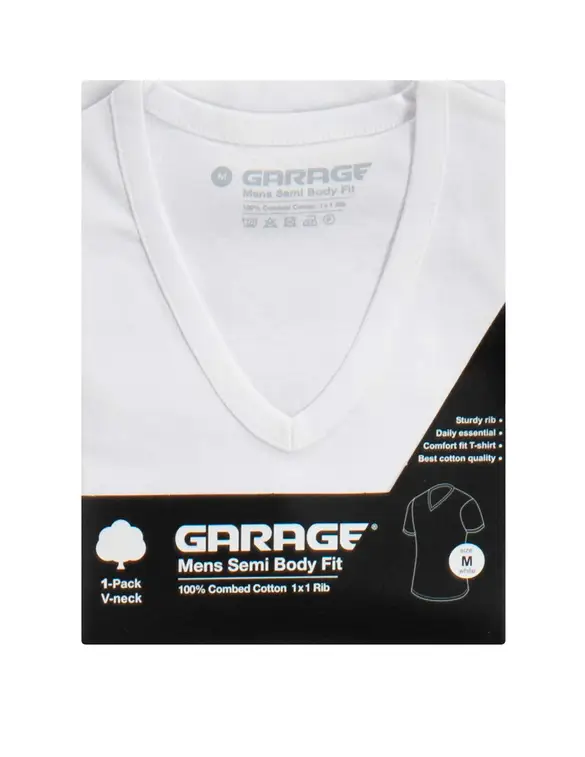Garage Basic semi bodyfit t-shirt V-hals 0302