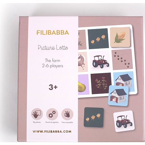 Filibabba billedlotteri med bondegårdsmotiv