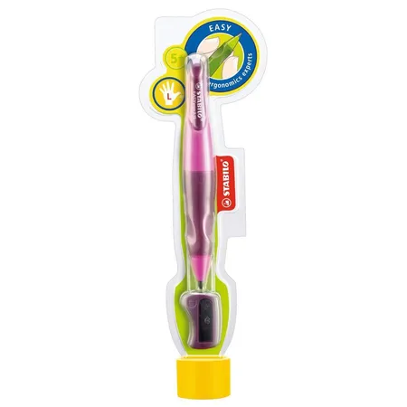 STABILO Ergonomischer Druck-Bleistift EASYergo, pink/lila, mit 1 Mine, HB & Spitzer, Linkshänder