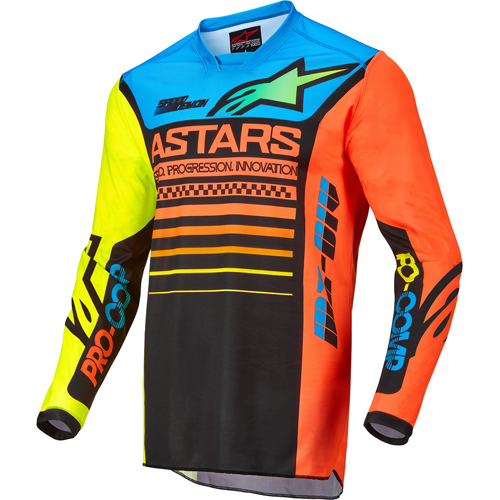 Alpinestars - Maillot Enfant Youth Racer Compass Noir / Orange / Bleu / Jaune fluo