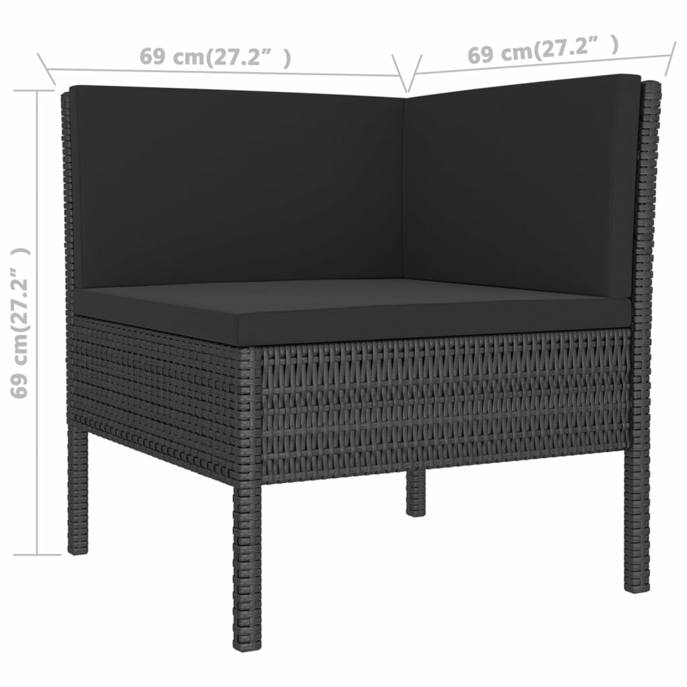 Salon de jardin meuble d'extérieur ensemble de mobilier 8 pièces avec coussins résine tressée noir