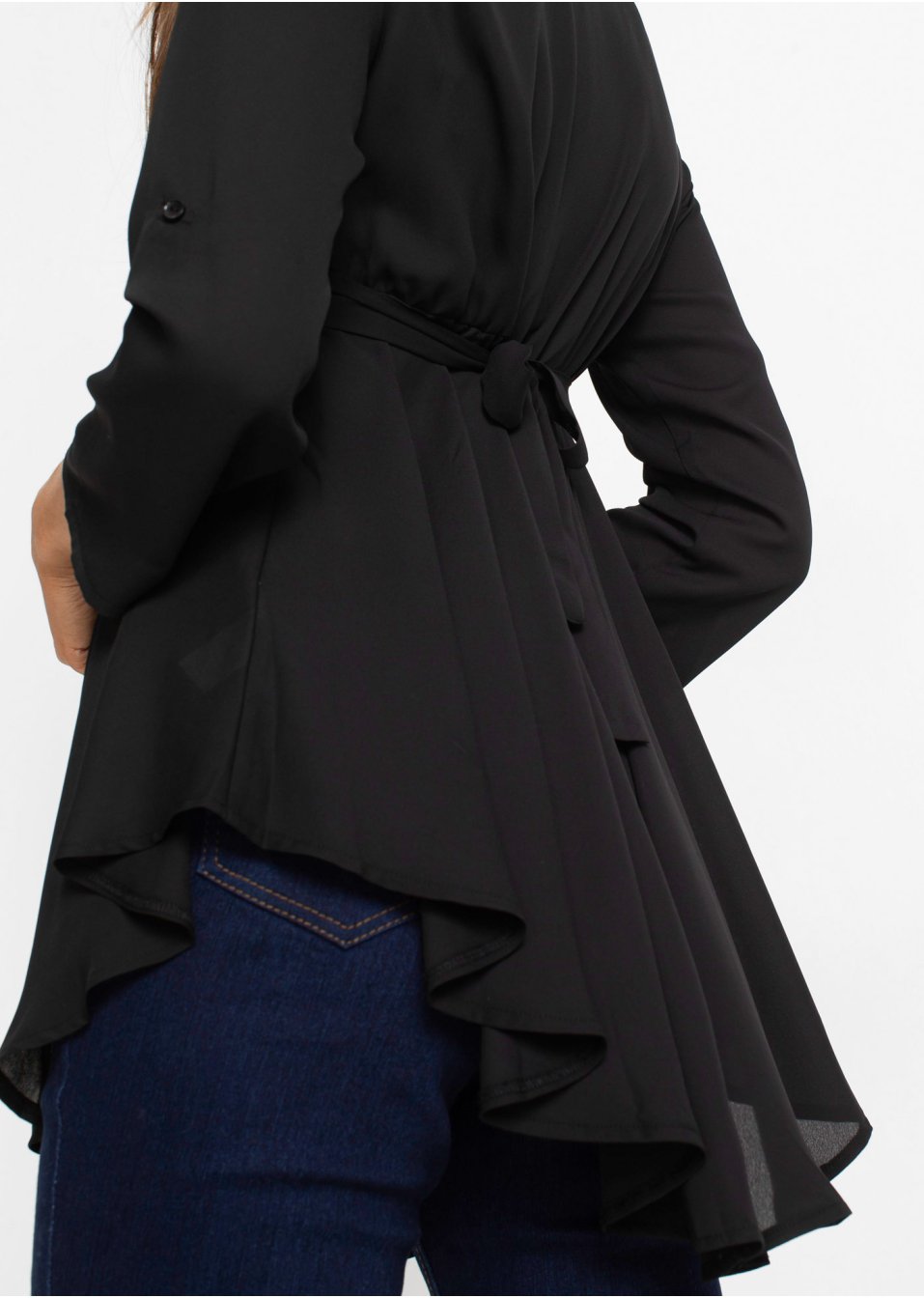 Blouse longue avec ceinture avec polyester recyclé