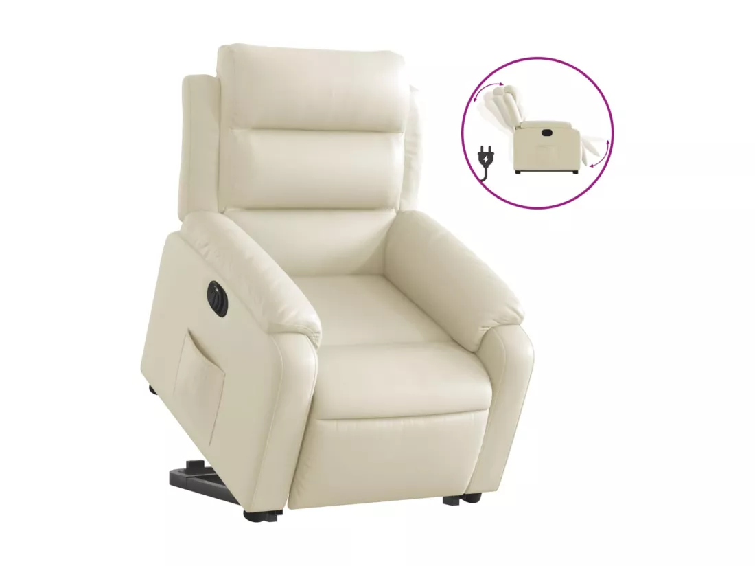 Fauteuil inclinable électrique crème similicuir