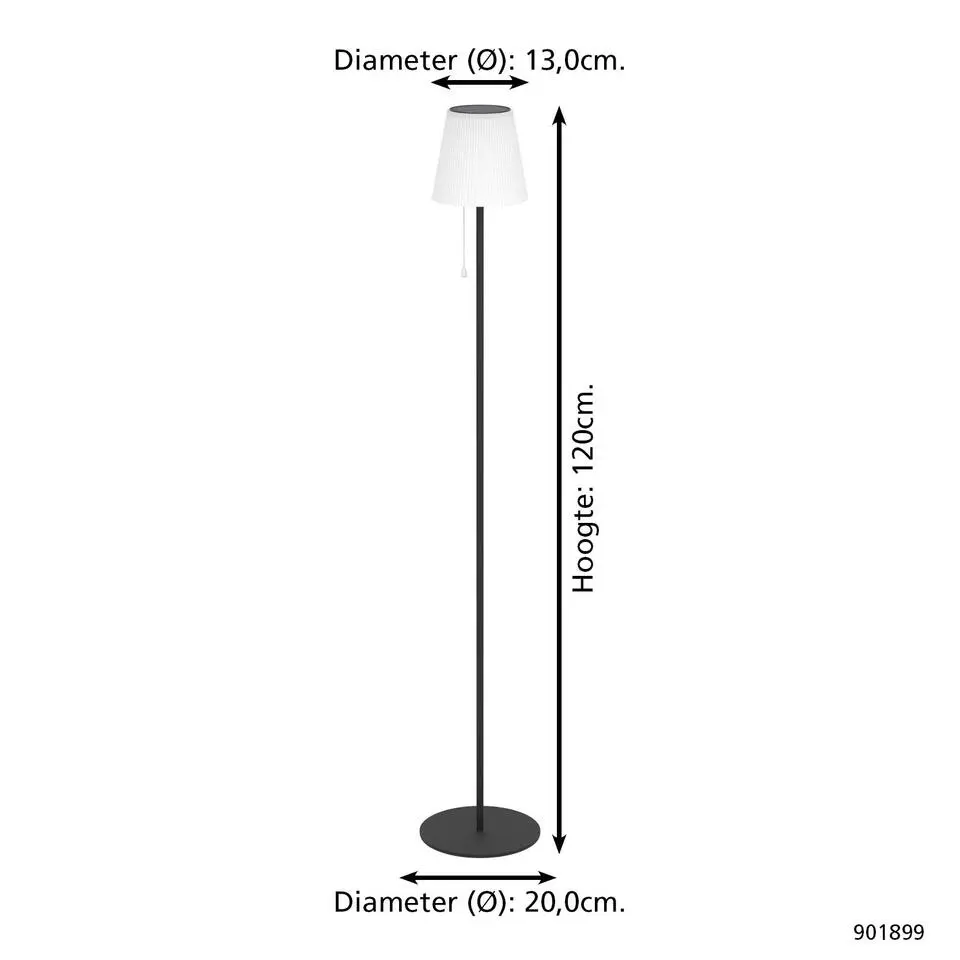 EGLO Scordiano-L Vloerlamp - Solar - 120 cm - Zwart