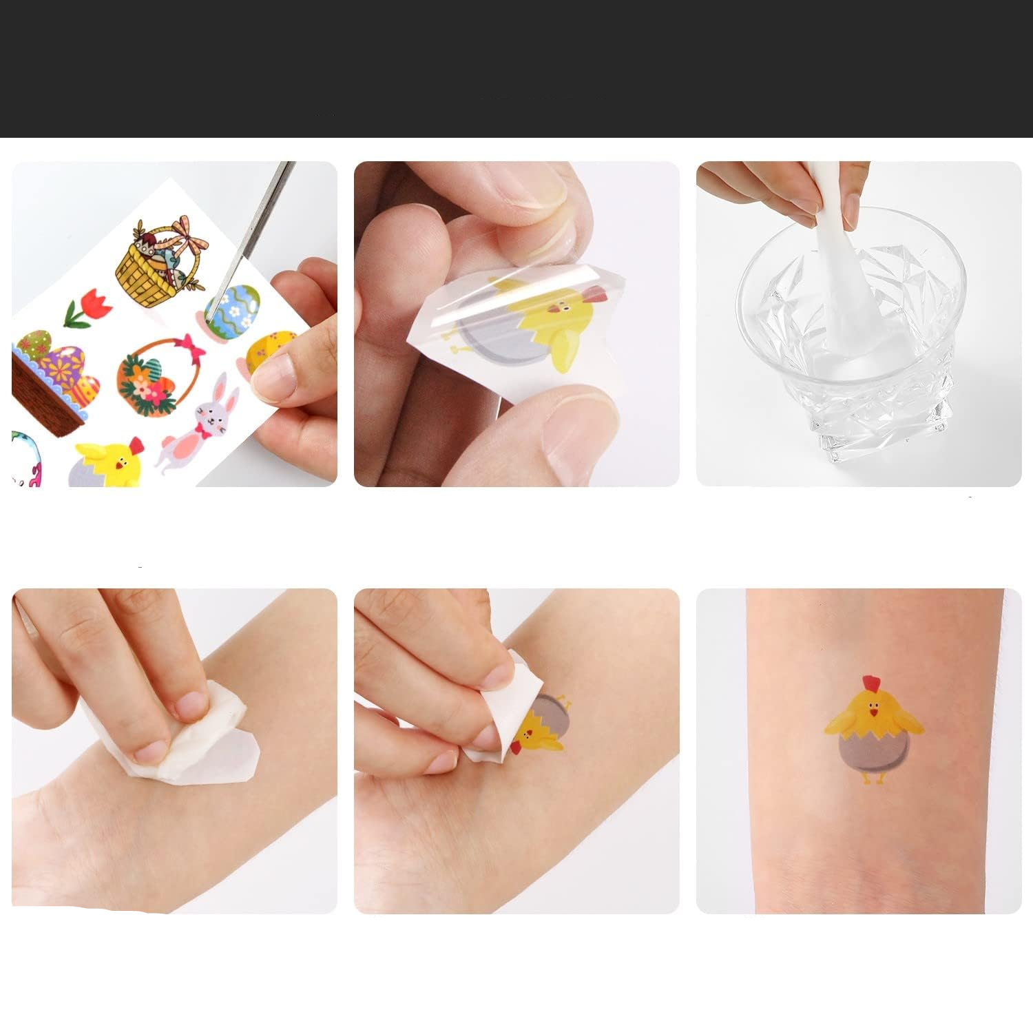 (10er Set) Kinder Klebetattoos Oster Aufkleber Happy Easter Temporär Tattoo Haut Sticker - Osterhase