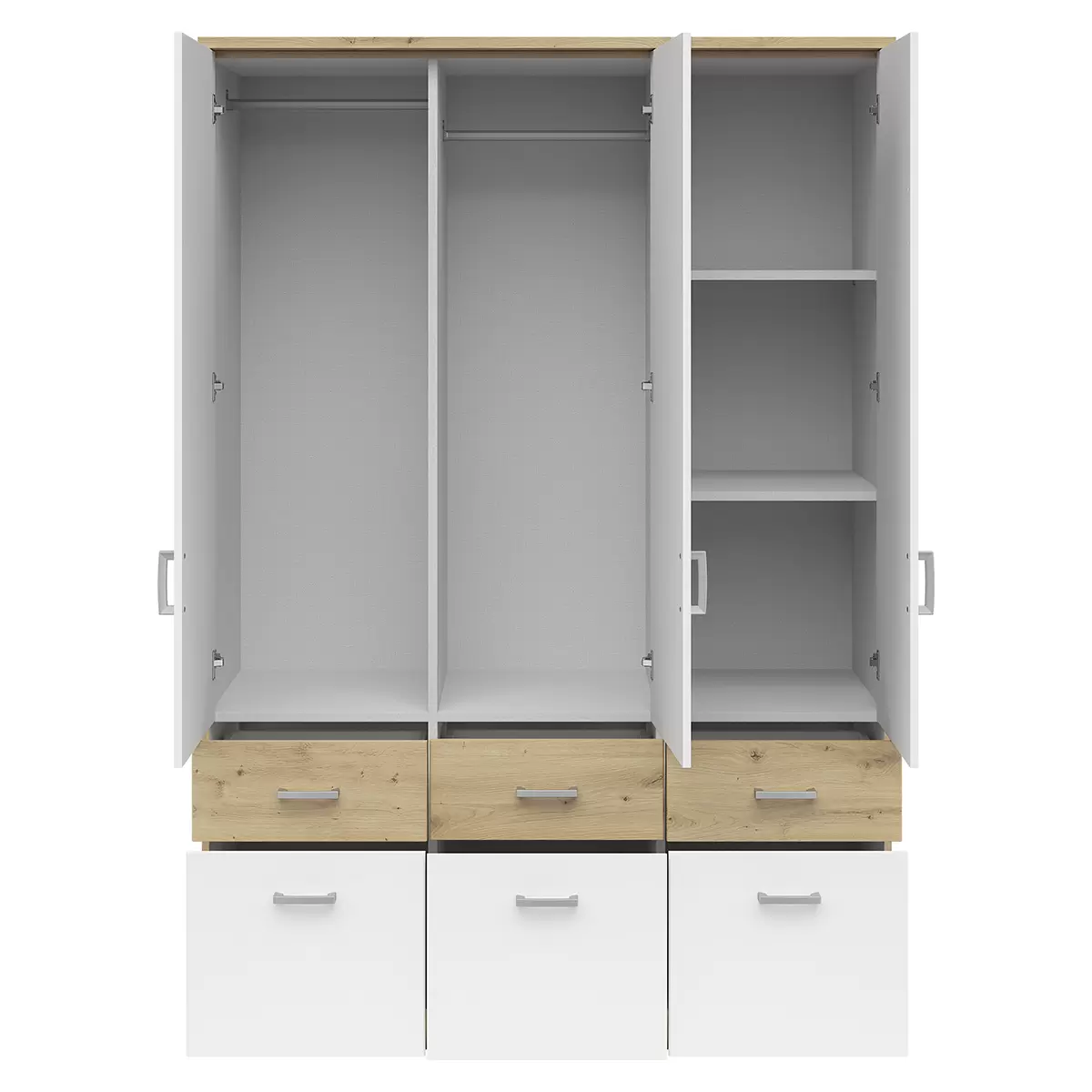 Kleiderschrank 3-trg. Brando 3 SP weiss,Eiche